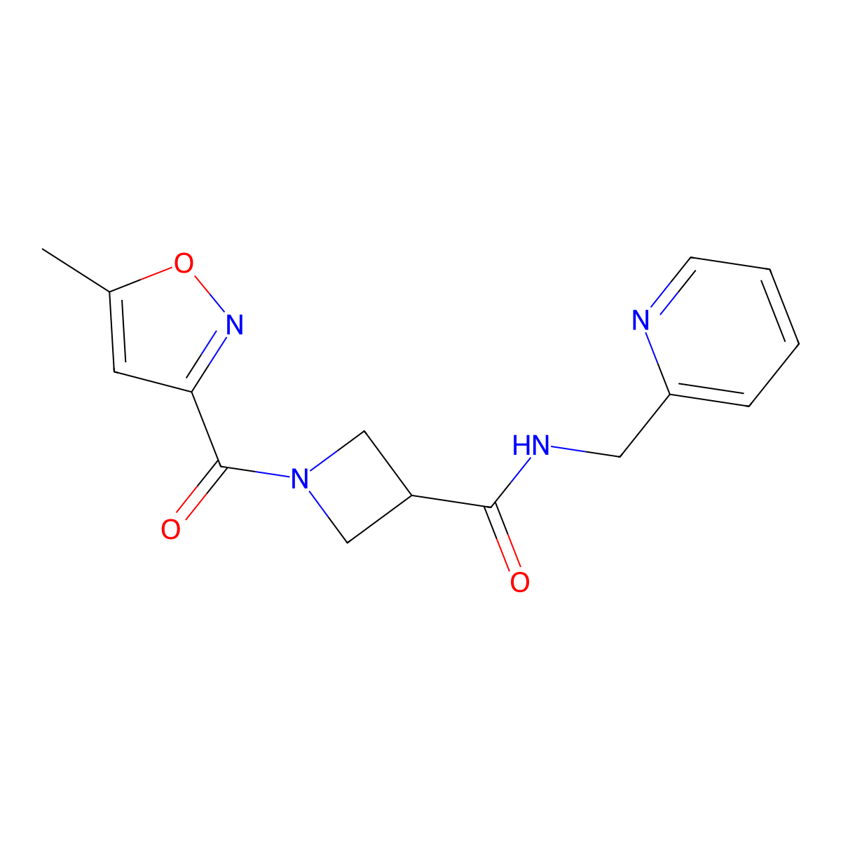 1-(5-methylisoxazole-3-carbonyl)-N-(pyridin-2-ylmethyl)azetidine-3-carboxamide molecular structure, CAS 1351607-70-9