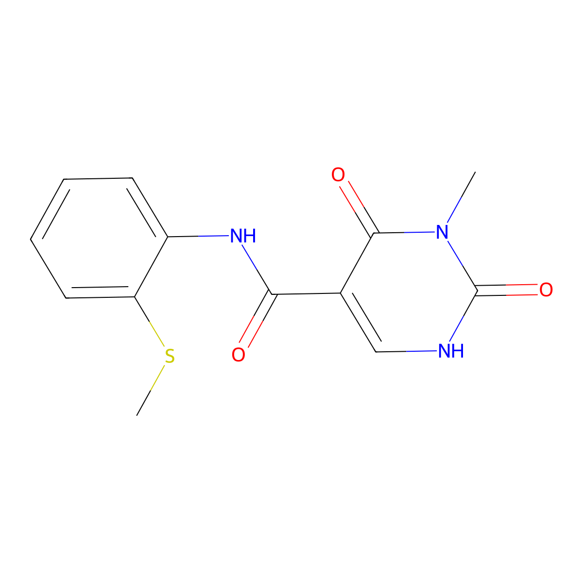 3-methyl-N-(2-(methylthio)phenyl)-2,4-dioxo-1,2,3,4-tetrahydropyrimidine-5-carboxamide molecular structure, CAS 1351607-72-1