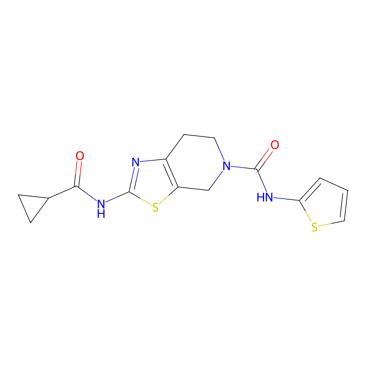 2-(cyclopropanecarboxamido)-N-(thiophen-2-yl)-6,7-dihydrothiazolo[5,4-c]pyridine-5(4H)-carboxamide molecular structure, CAS 1351607-75-4