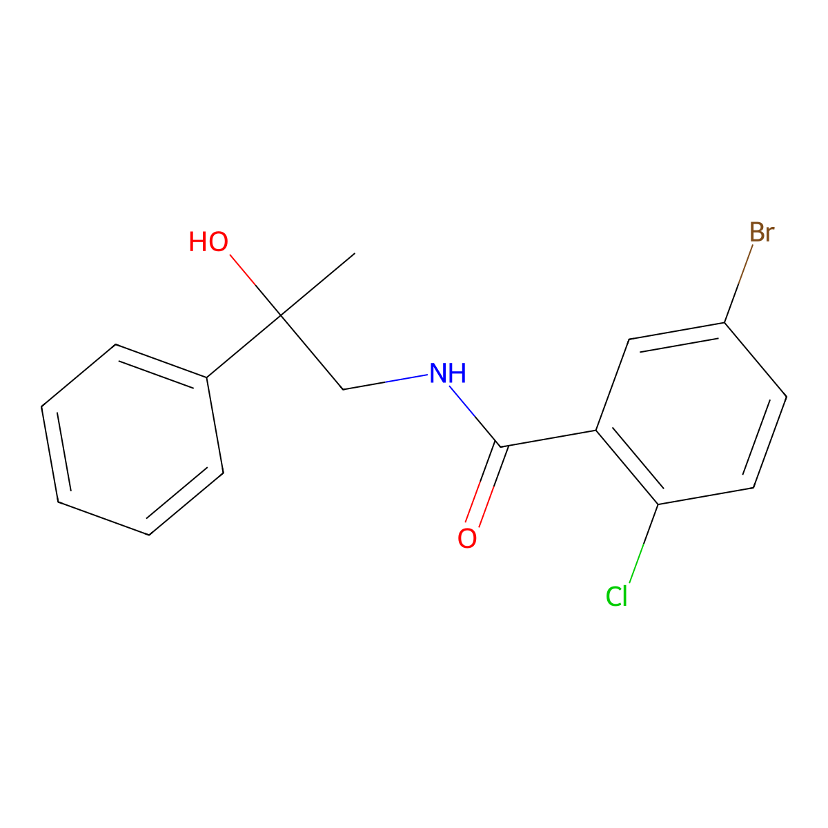 5-bromo-2-chloro-N-(2-hydroxy-2-phenylpropyl)benzamide molecular structure, CAS 1351607-77-6