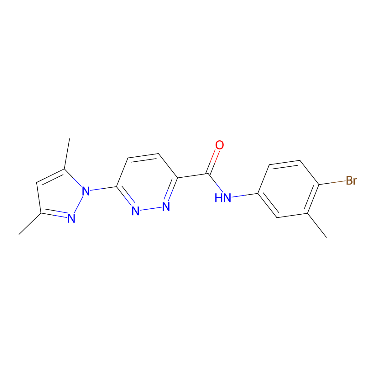 N-(4-bromo-3-methylphenyl)-6-(3,5-dimethyl-1H-pyrazol-1-yl)pyridazine-3-carboxamide molecular structure, CAS 1351607-79-8