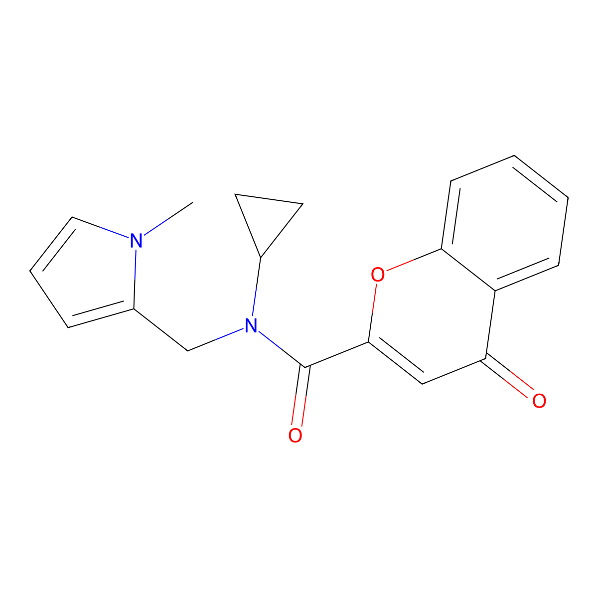 N-cyclopropyl-N-((1-methyl-1H-pyrrol-2-yl)methyl)-4-oxo-4H-chromene-2-carboxamide molecular structure, CAS 1351607-86-7