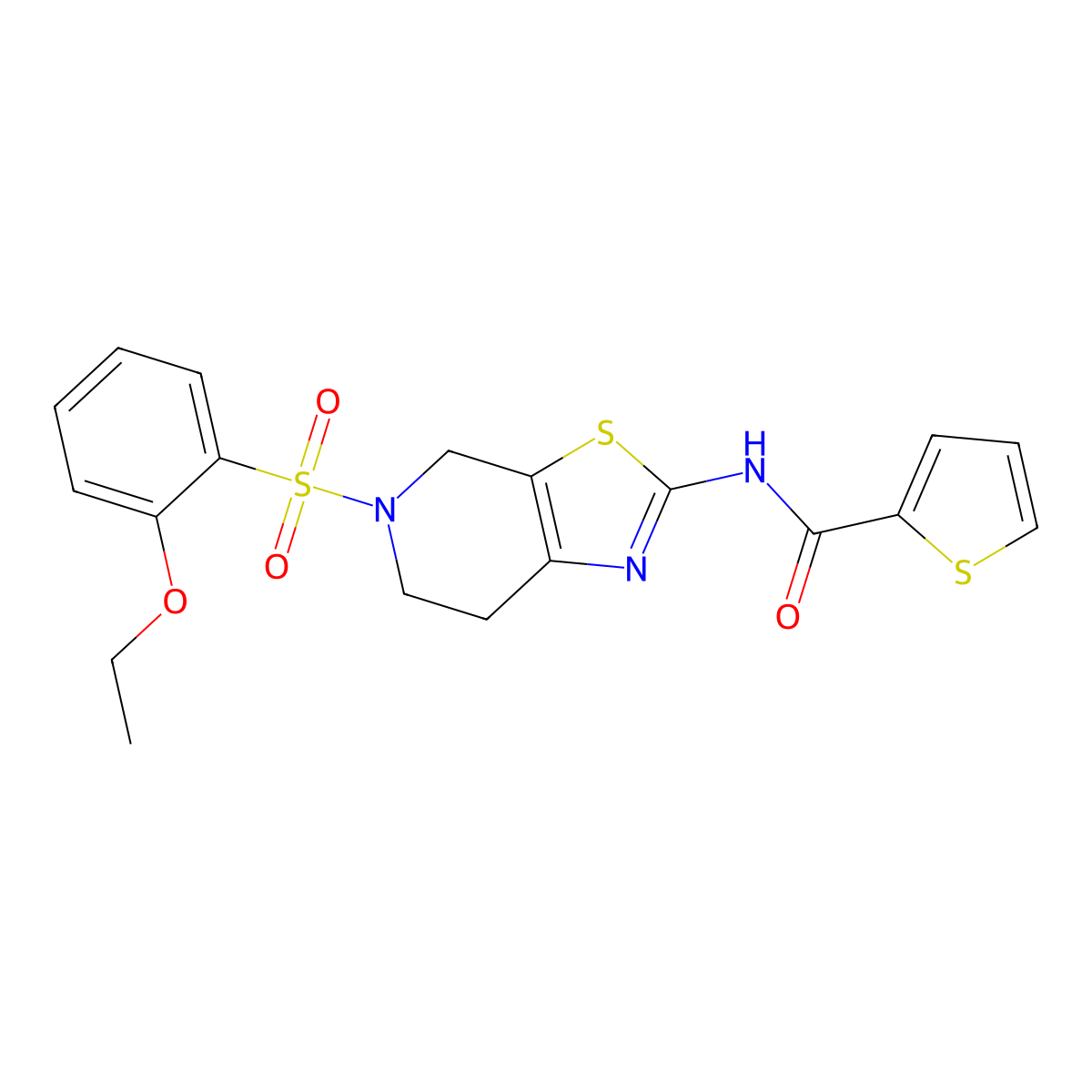 N-(5-((2-ethoxyphenyl)sulfonyl)-4,5,6,7-tetrahydrothiazolo[5,4-c]pyridin-2-yl)thiophene-2-carboxamide molecular structure, CAS 1351607-89-0