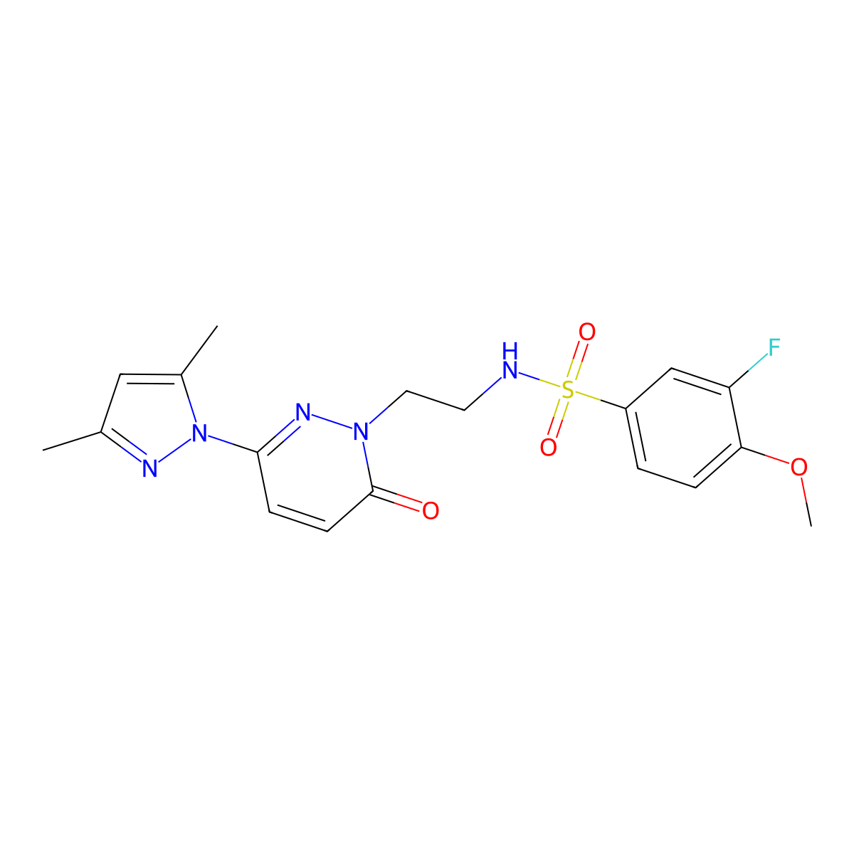 N-(2-(3-(3,5-dimethyl-1H-pyrazol-1-yl)-6-oxopyridazin-1(6H)-yl)ethyl)-3-fluoro-4-methoxybenzenesulfonamide molecular structure, CAS 1351607-90-3