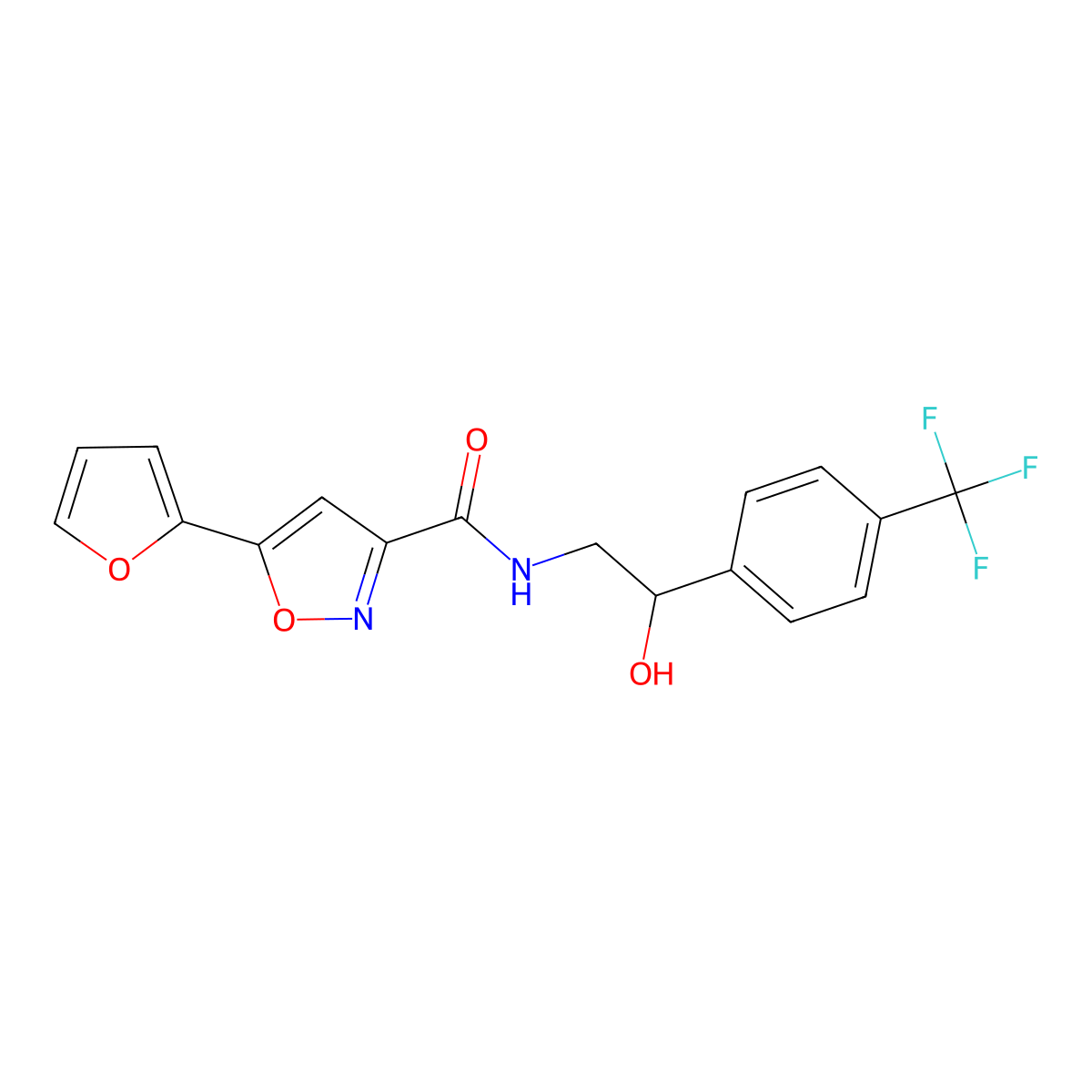 5-(furan-2-yl)-N-(2-hydroxy-2-(4-(trifluoromethyl)phenyl)ethyl)isoxazole-3-carboxamide molecular structure, CAS 1351607-91-4