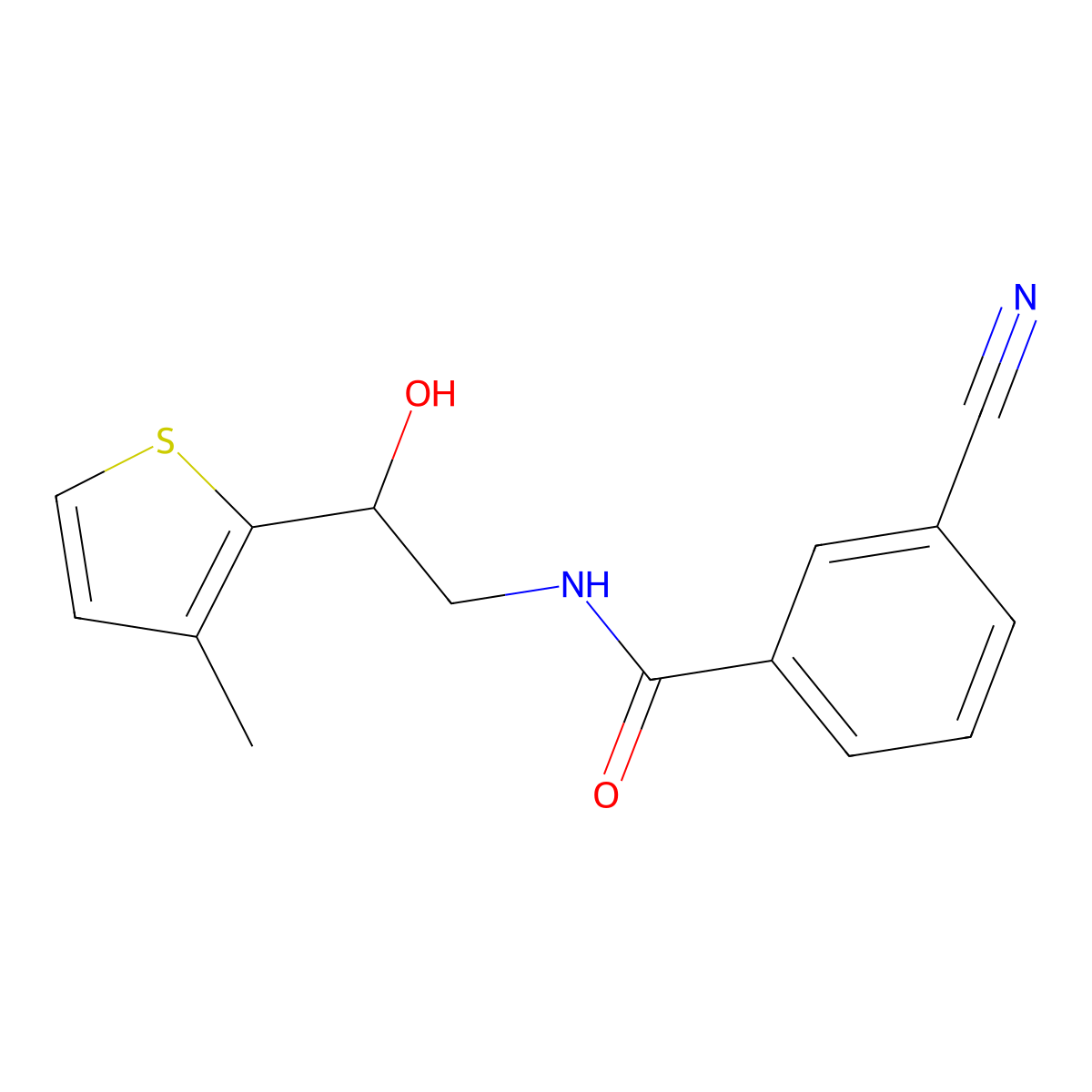 3-cyano-N-[2-hydroxy-2-(3-methylthiophen-2-yl)ethyl]benzamide molecular structure, CAS 1351607-93-6