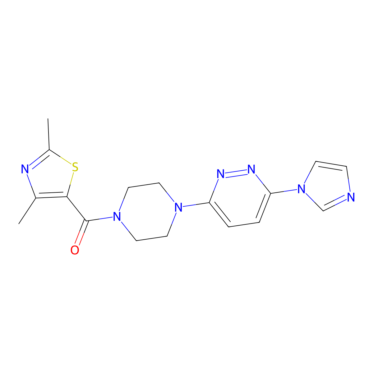 (4-(6-(1H-imidazol-1-yl)pyridazin-3-yl)piperazin-1-yl)(2,4-dimethylthiazol-5-yl)methanone molecular structure, CAS 1351608-01-9