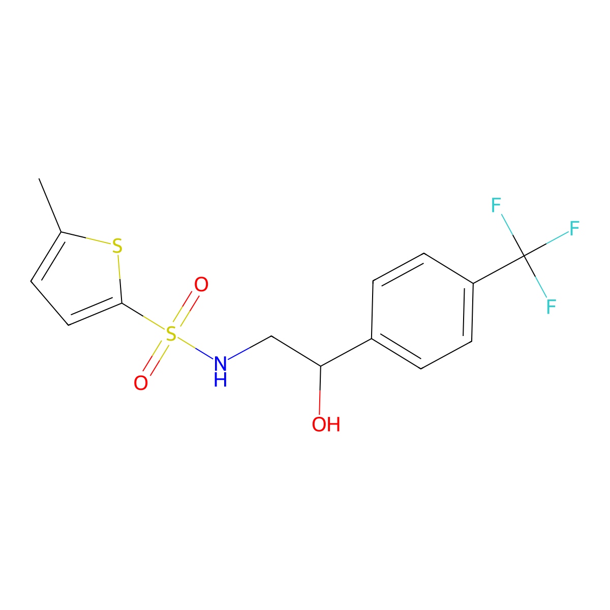 N-{2-hydroxy-2-[4-(trifluoromethyl)phenyl]ethyl}-5-methylthiophene-2-sulfonamide molecular structure, CAS 1351608-02-0