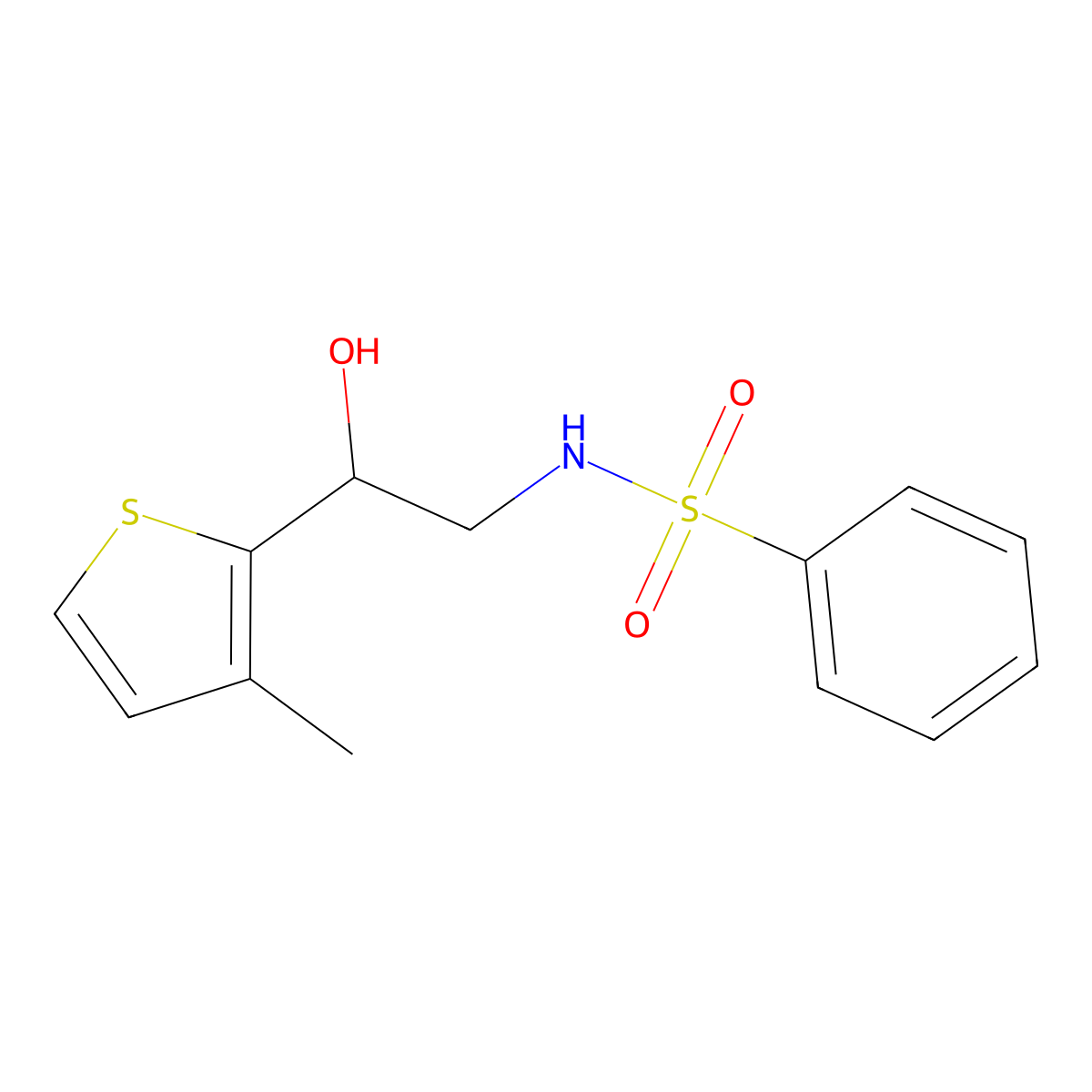 N-[2-hydroxy-2-(3-methylthiophen-2-yl)ethyl]benzenesulfonamide molecular structure, CAS 1351608-05-3