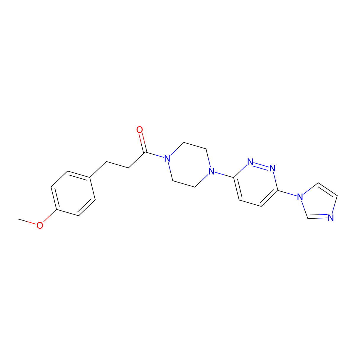 1-{4-[6-(1H-imidazol-1-yl)pyridazin-3-yl]piperazin-1-yl}-3-(4-methoxyphenyl)propan-1-one molecular structure, CAS 1351608-06-4