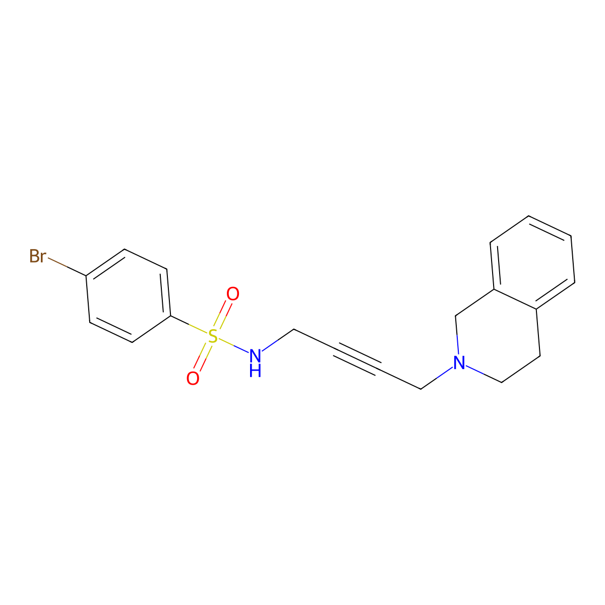 4-bromo-N-(4-(3,4-dihydroisoquinolin-2(1H)-yl)but-2-yn-1-yl)benzenesulfonamide molecular structure, CAS 1351608-07-5