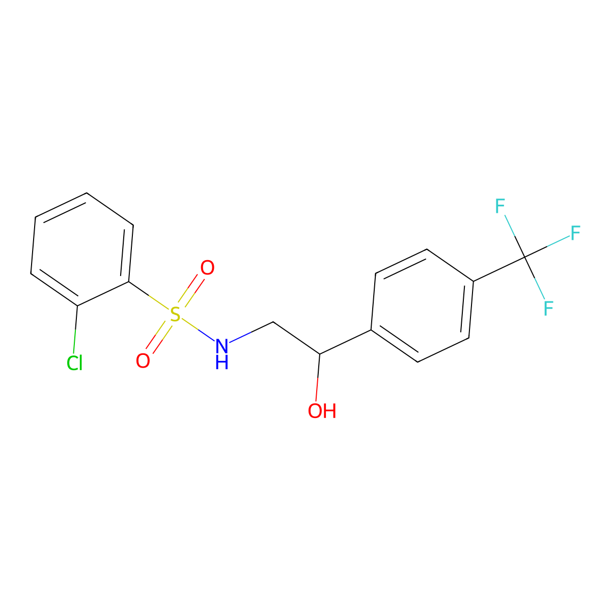 2-chloro-N-(2-hydroxy-2-(4-(trifluoromethyl)phenyl)ethyl)benzenesulfonamide molecular structure, CAS 1351608-09-7