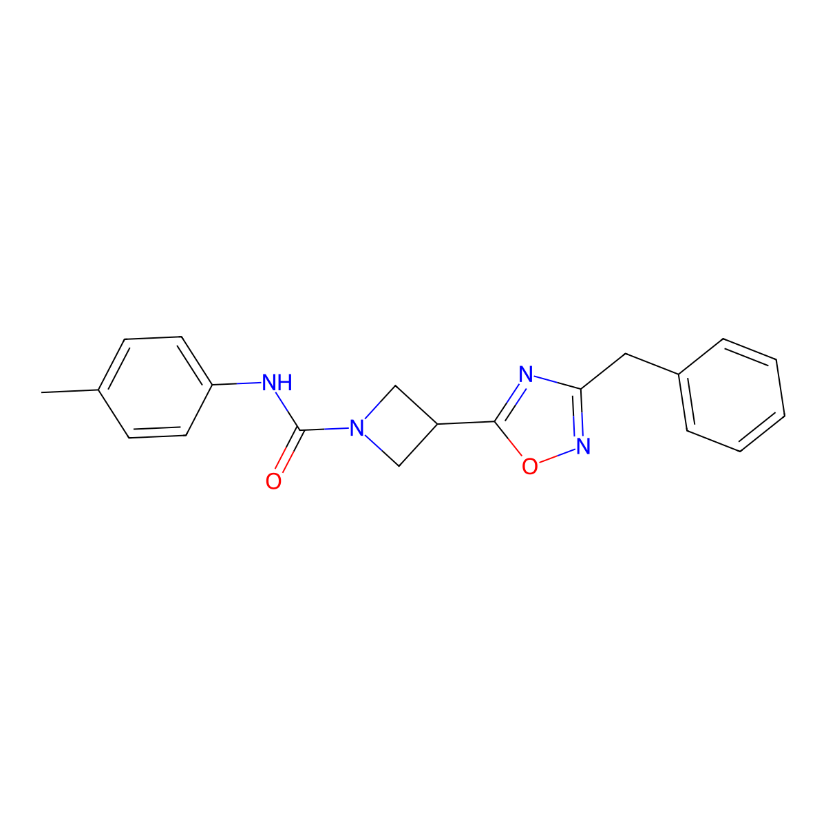 3-(3-benzyl-1,2,4-oxadiazol-5-yl)-N-(p-tolyl)azetidine-1-carboxamide molecular structure, CAS 1351608-11-1