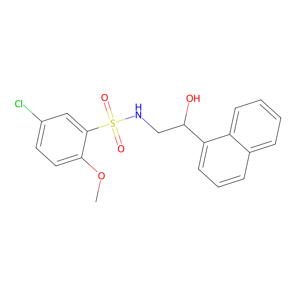5-chloro-N-(2-hydroxy-2-(naphthalen-1-yl)ethyl)-2-methoxybenzenesulfonamide molecular structure, CAS 1351608-18-8