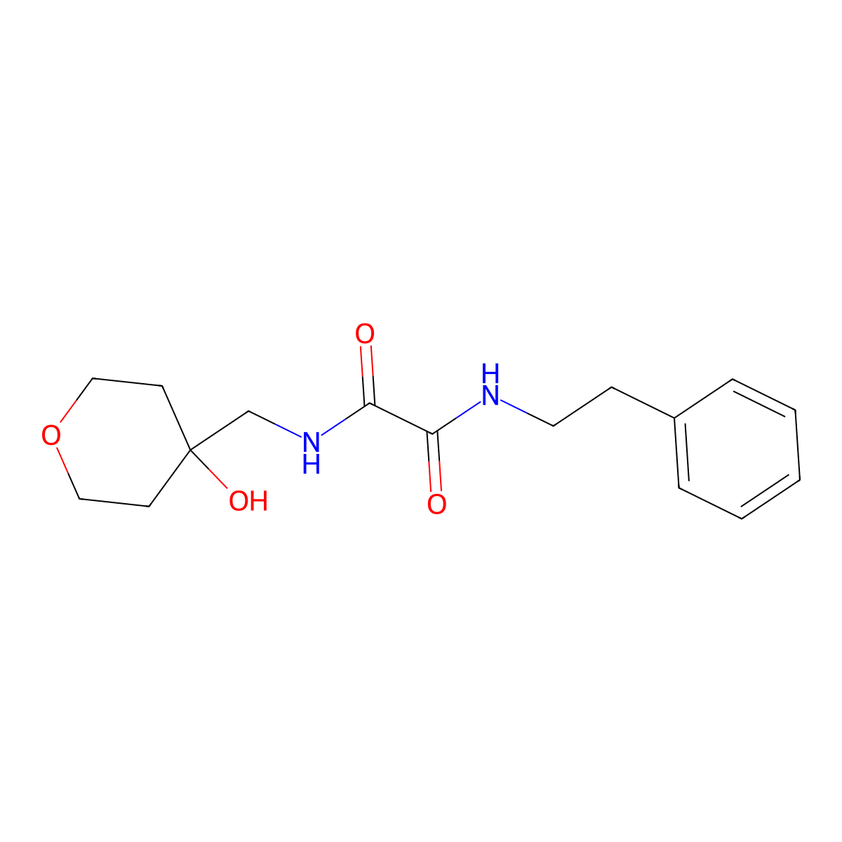 N1-((4-hydroxytetrahydro-2H-pyran-4-yl)methyl)-N2-phenethyloxalamide molecular structure, CAS 1351608-19-9