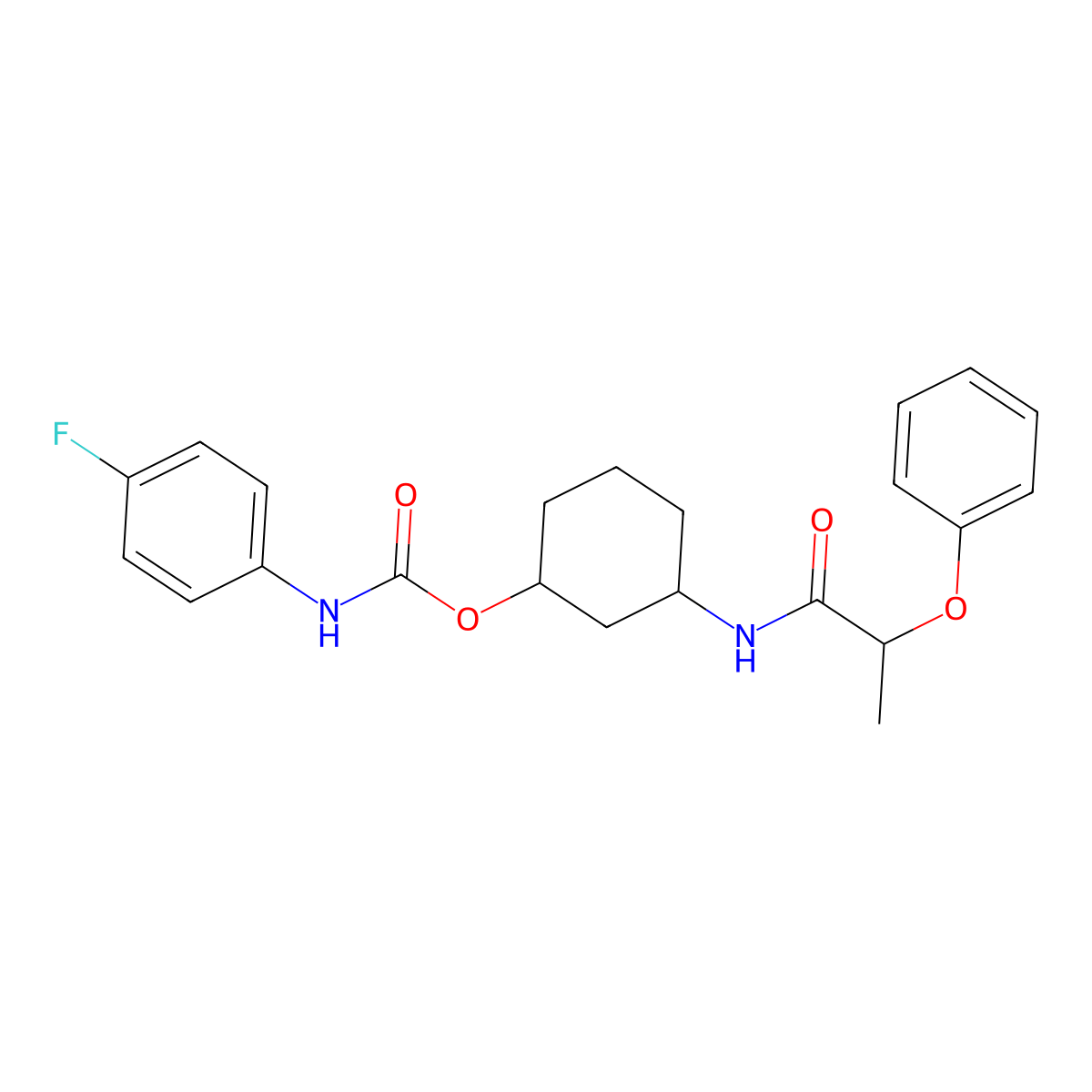 3-(2-Phenoxypropanamido)cyclohexyl (4-fluorophenyl)carbamate molecular structure, CAS 1351608-23-5