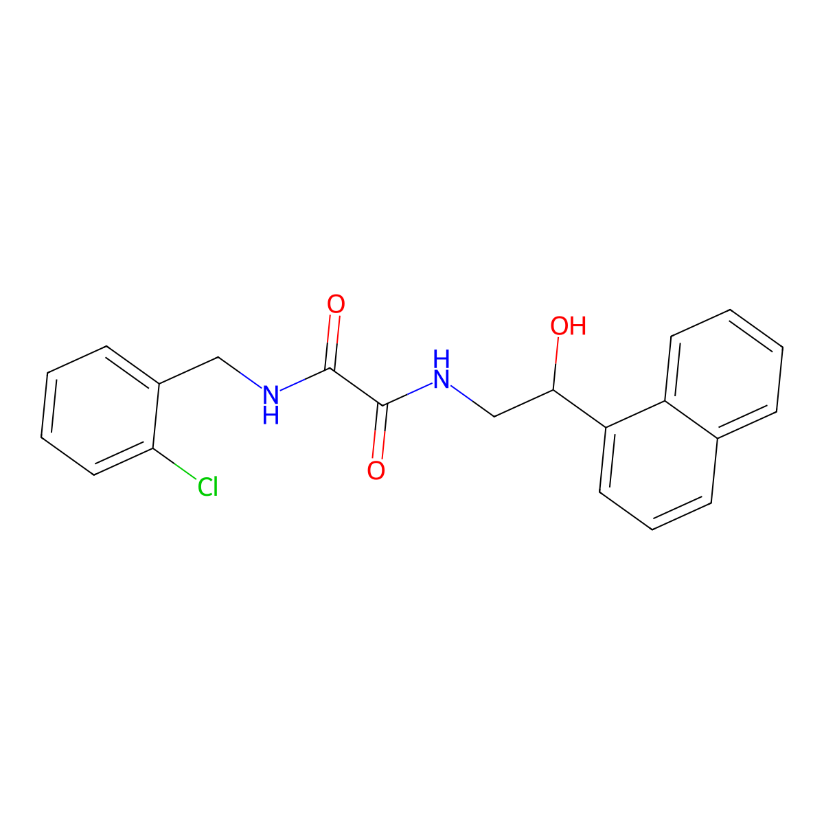 N1-(2-chlorobenzyl)-N2-(2-hydroxy-2-(naphthalen-1-yl)ethyl)oxalamide molecular structure, CAS 1351608-29-1