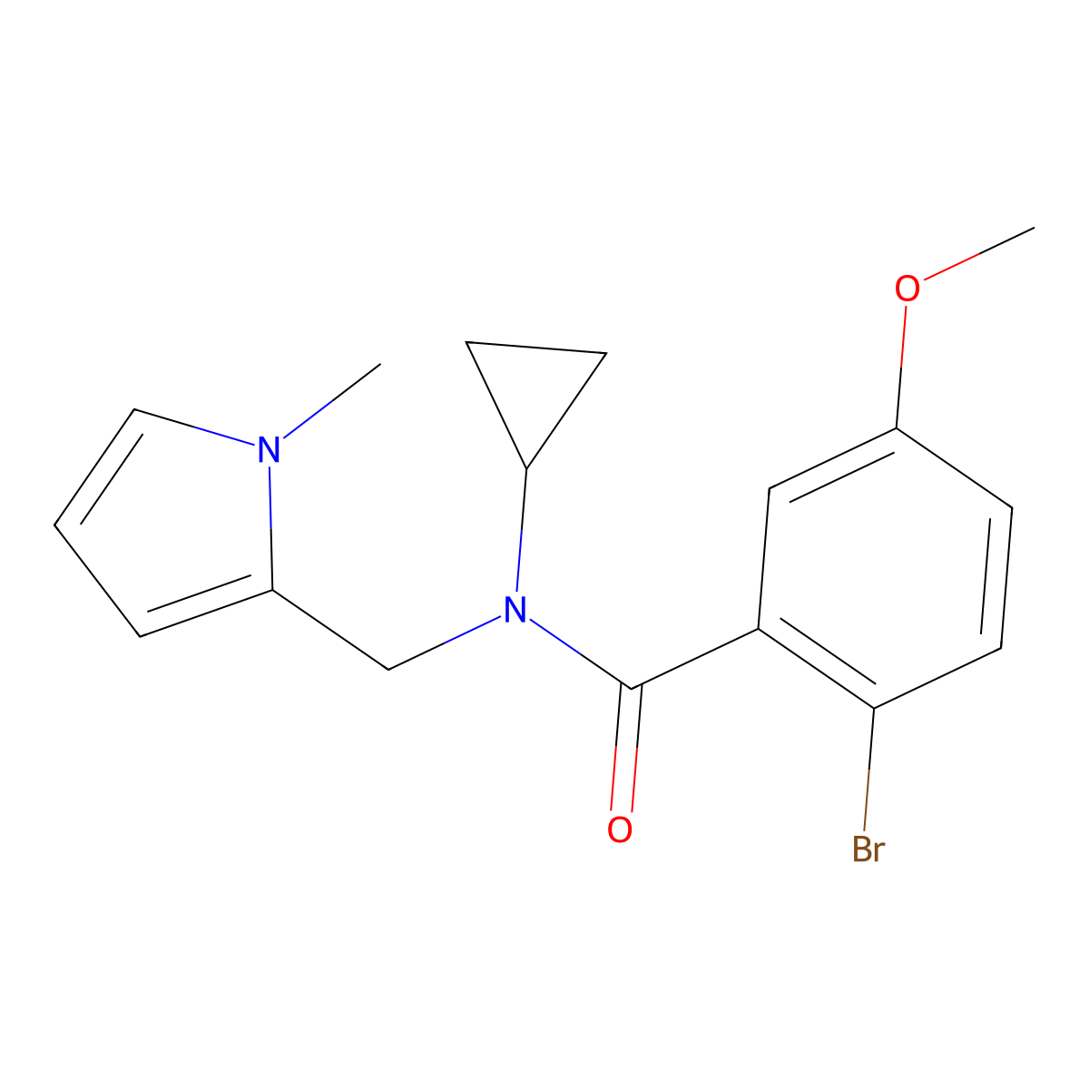 2-bromo-N-cyclopropyl-5-methoxy-N-((1-methyl-1H-pyrrol-2-yl)methyl)benzamide molecular structure, CAS 1351608-52-0