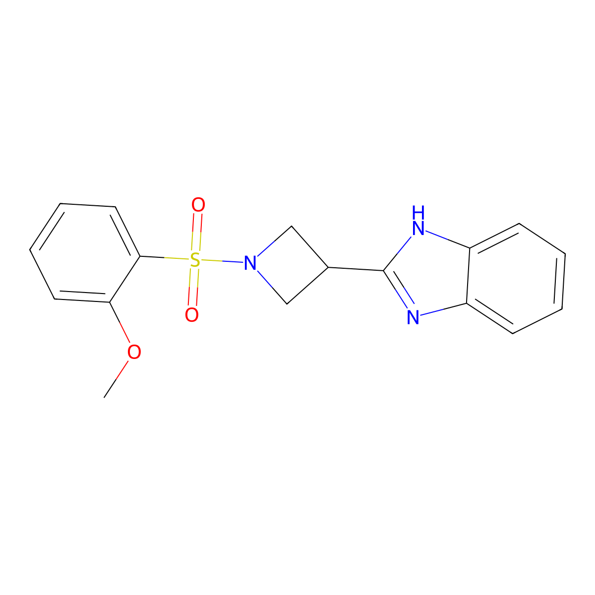 2-(1-((2-methoxyphenyl)sulfonyl)azetidin-3-yl)-1H-benzo[d]imidazole molecular structure, CAS 1351608-53-1
