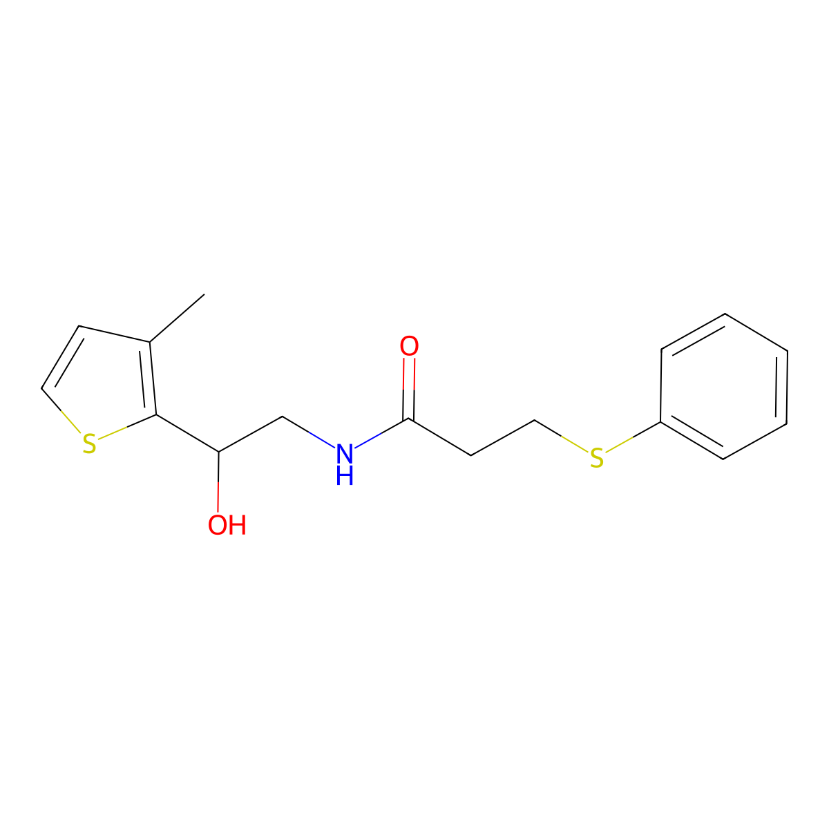 N-(2-hydroxy-2-(3-methylthiophen-2-yl)ethyl)-3-(phenylthio)propanamide molecular structure, CAS 1351608-58-6