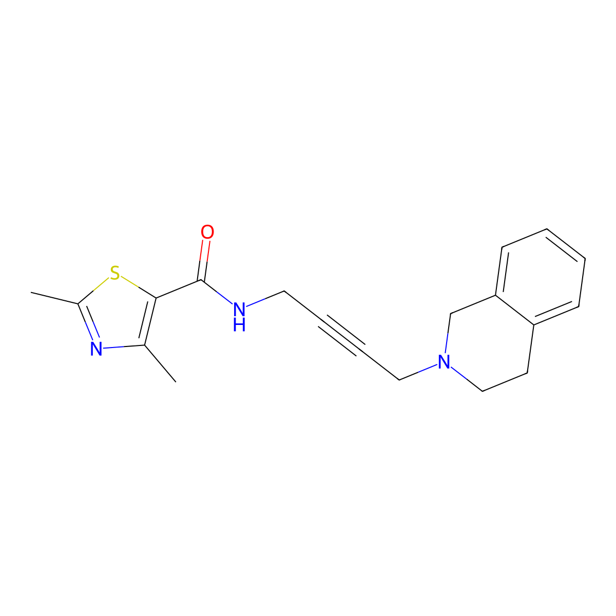 2,4-dimethyl-N-[4-(1,2,3,4-tetrahydroisoquinolin-2-yl)but-2-yn-1-yl]-1,3-thiazole-5-carboxamide molecular structure, CAS 1351608-59-7