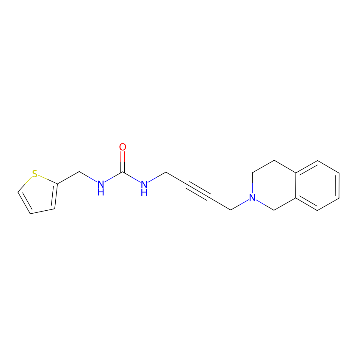 1-(4-(3,4-dihydroisoquinolin-2(1H)-yl)but-2-yn-1-yl)-3-(thiophen-2-ylmethyl)urea molecular structure, CAS 1351608-63-3