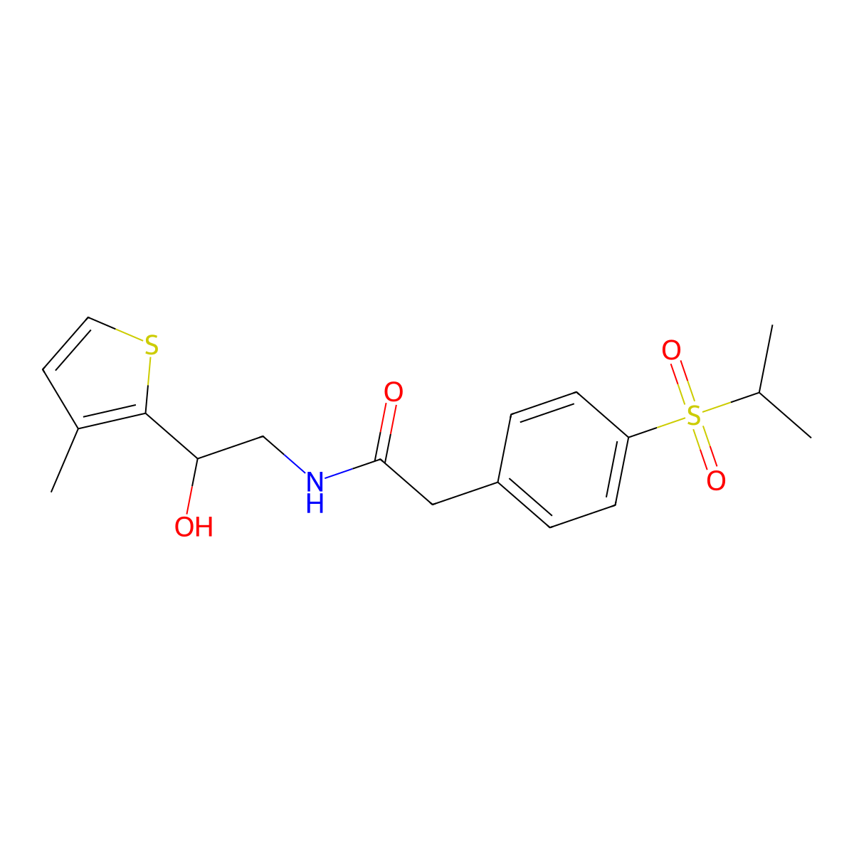 N-(2-hydroxy-2-(3-methylthiophen-2-yl)ethyl)-2-(4-(isopropylsulfonyl)phenyl)acetamide molecular structure, CAS 1351608-64-4