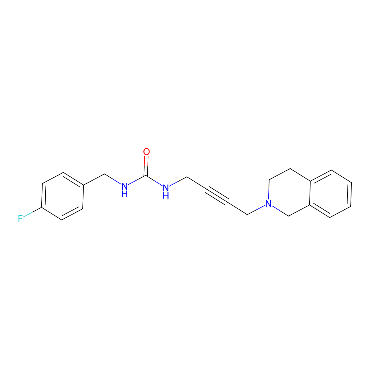 1-(4-(3,4-dihydroisoquinolin-2(1H)-yl)but-2-yn-1-yl)-3-(4-fluorobenzyl)urea molecular structure, CAS 1351608-72-4