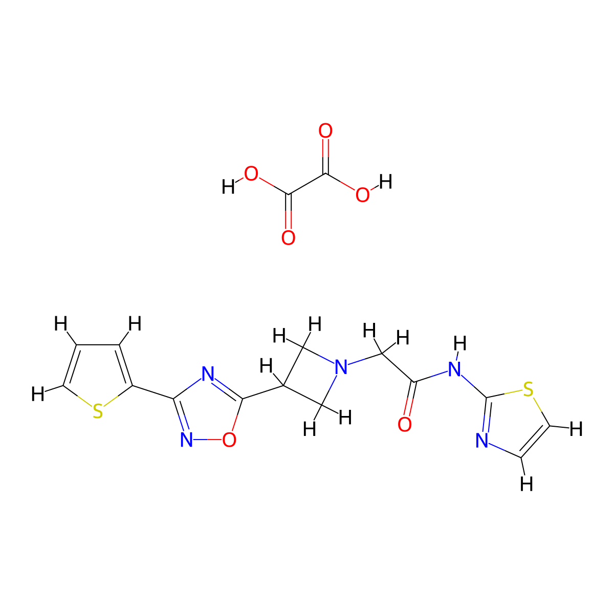 N-(thiazol-2-yl)-2-(3-(3-(thiophen-2-yl)-1,2,4-oxadiazol-5-yl)azetidin-1-yl)acetamide oxalate molecular structure, CAS 1351608-73-5