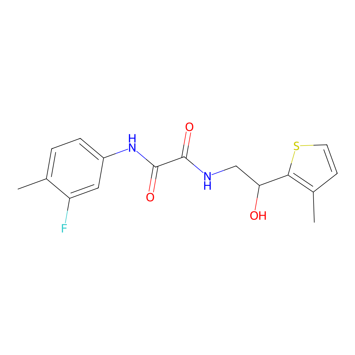 N1-(3-fluoro-4-methylphenyl)-N2-(2-hydroxy-2-(3-methylthiophen-2-yl)ethyl)oxalamide molecular structure, CAS 1351608-79-1