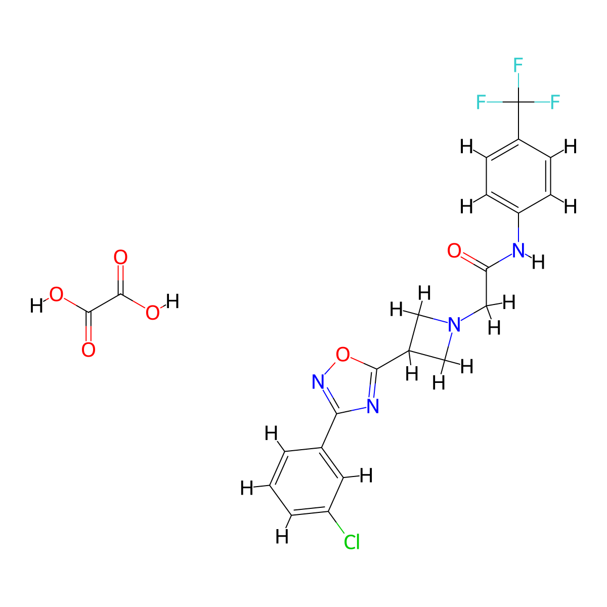 2-(3-(3-(3-chlorophenyl)-1,2,4-oxadiazol-5-yl)azetidin-1-yl)-N-(4-(trifluoromethyl)phenyl)acetamide oxalate molecular structure, CAS 1351608-85-9