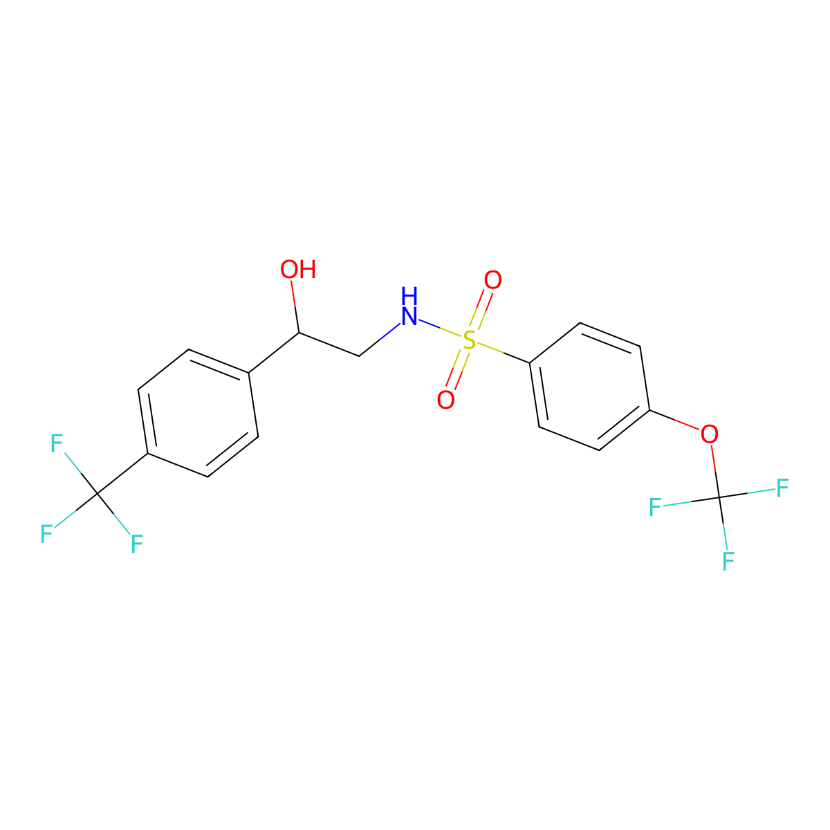 N-(2-hydroxy-2-(4-(trifluoromethyl)phenyl)ethyl)-4-(trifluoromethoxy)benzenesulfonamide molecular structure, CAS 1351608-89-3