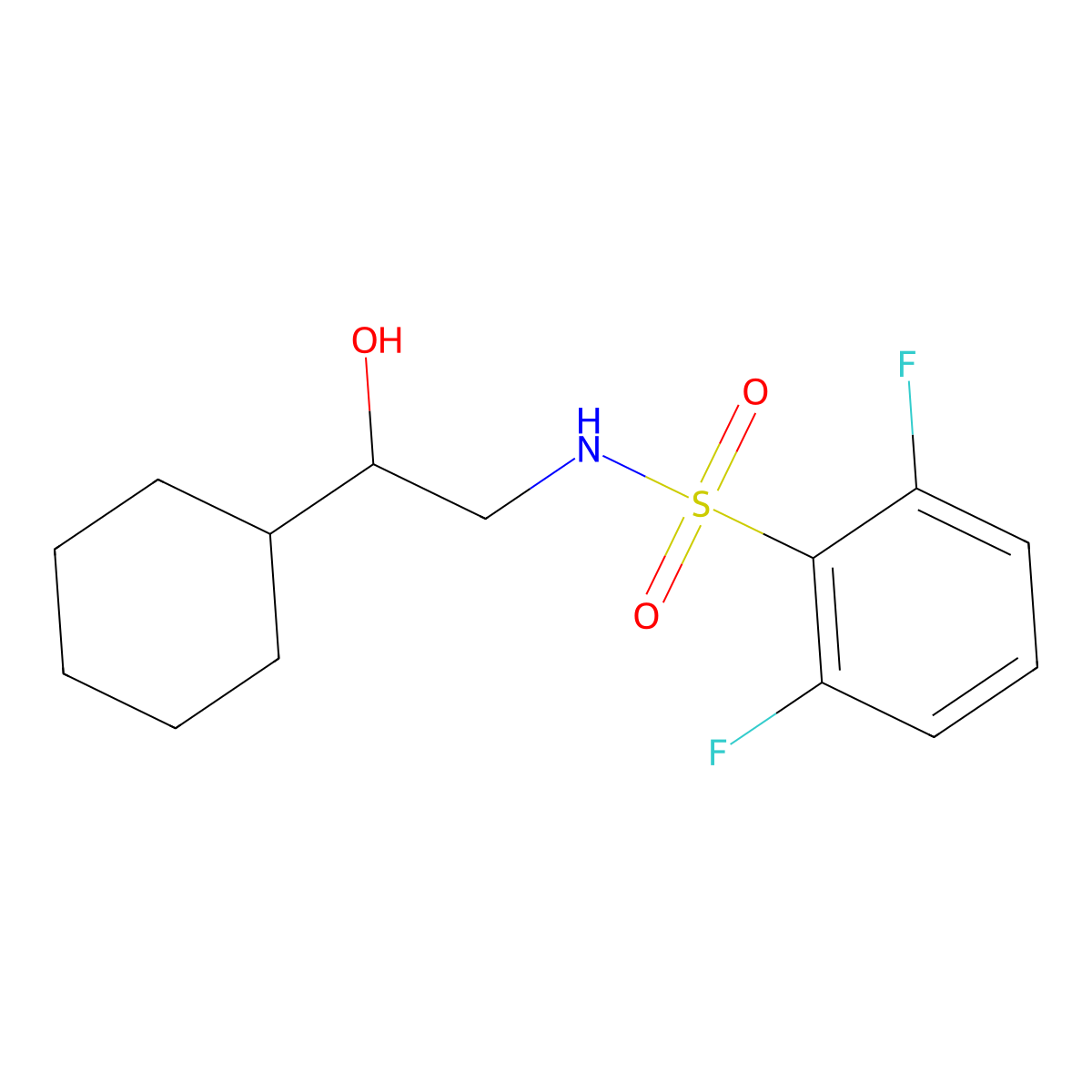 N-(2-cyclohexyl-2-hydroxyethyl)-2,6-difluorobenzenesulfonamide molecular structure, CAS 1351608-91-7