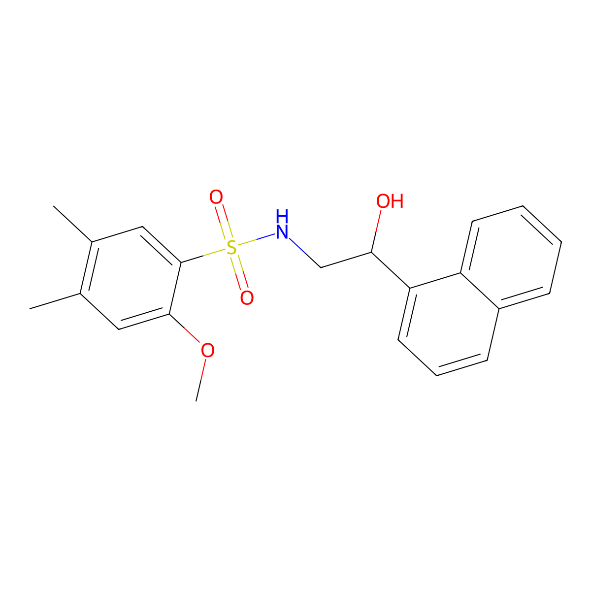 N-(2-hydroxy-2-(naphthalen-1-yl)ethyl)-2-methoxy-4,5-dimethylbenzenesulfonamide molecular structure, CAS 1351609-00-1