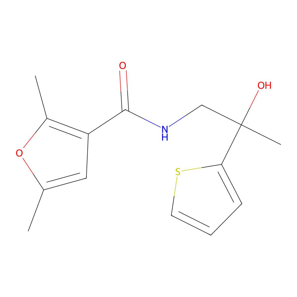 N-[2-hydroxy-2-(thiophen-2-yl)propyl]-2,5-dimethylfuran-3-carboxamide molecular structure, CAS 1351609-03-4