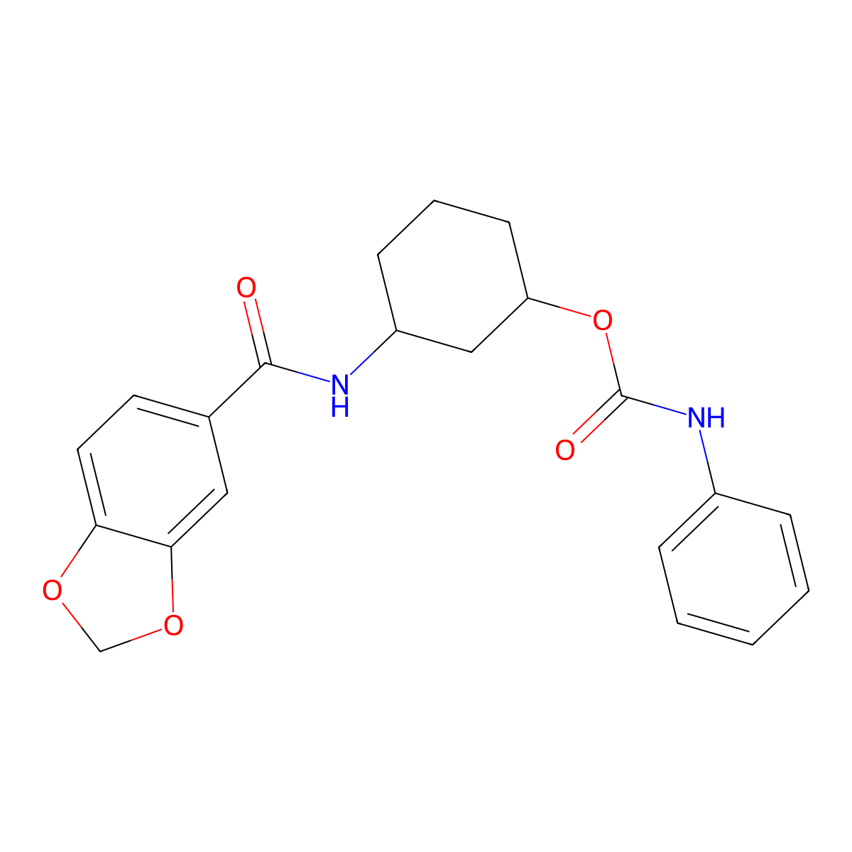3-(Benzo[d][1,3]dioxole-5-carboxamido)cyclohexyl phenylcarbamate molecular structure, CAS 1351609-04-5