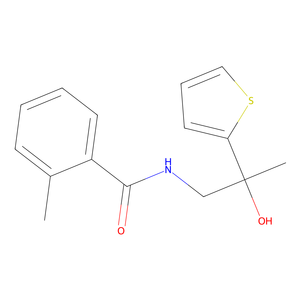 N-[2-hydroxy-2-(thiophen-2-yl)propyl]-2-methylbenzamide molecular structure, CAS 1351609-05-6