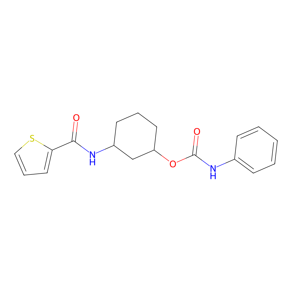 3-(Thiophene-2-carboxamido)cyclohexyl phenylcarbamate molecular structure, CAS 1351609-11-4
