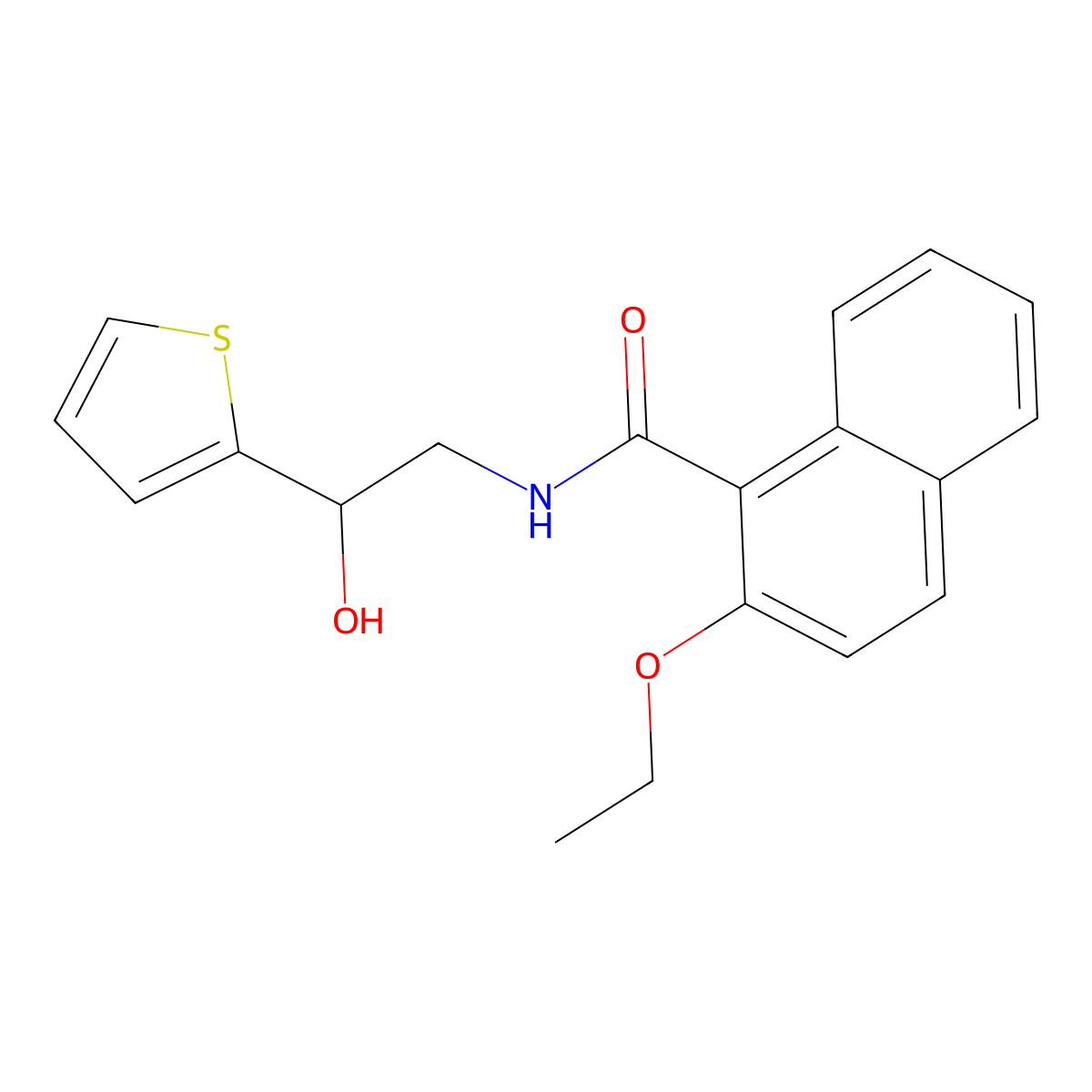 2-ethoxy-N-(2-hydroxy-2-(thiophen-2-yl)ethyl)-1-naphthamide molecular structure, CAS 1351609-13-6