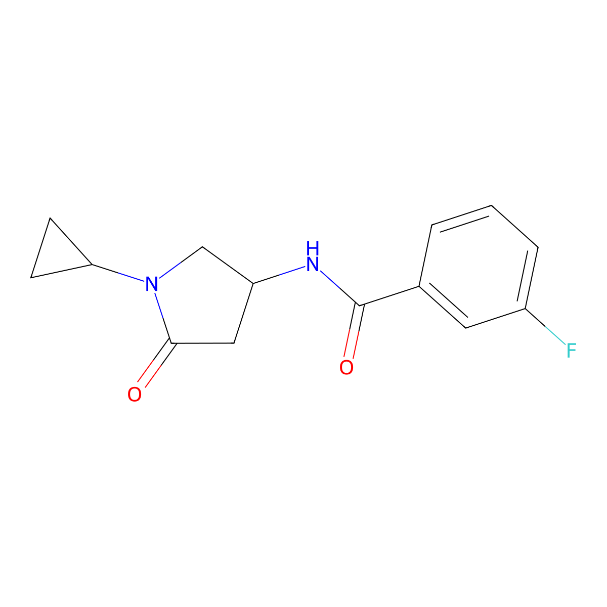 N-(1-cyclopropyl-5-oxopyrrolidin-3-yl)-3-fluorobenzamide molecular structure, CAS 1351609-16-9