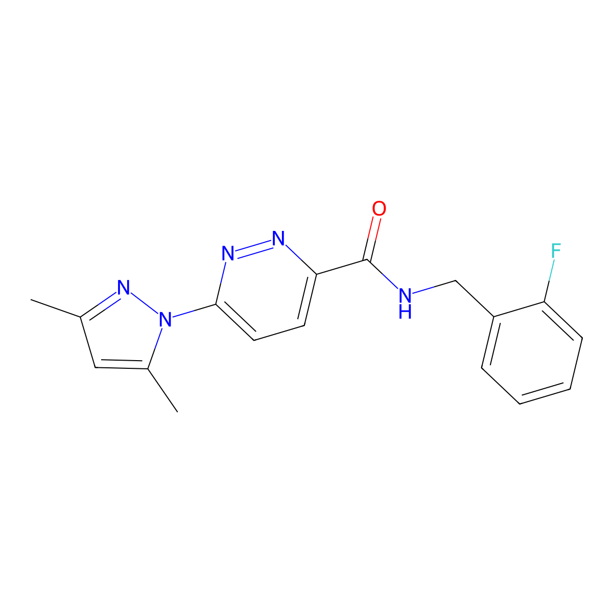 6-(3,5-dimethyl-1H-pyrazol-1-yl)-N-(2-fluorobenzyl)pyridazine-3-carboxamide molecular structure, CAS 1351609-26-1