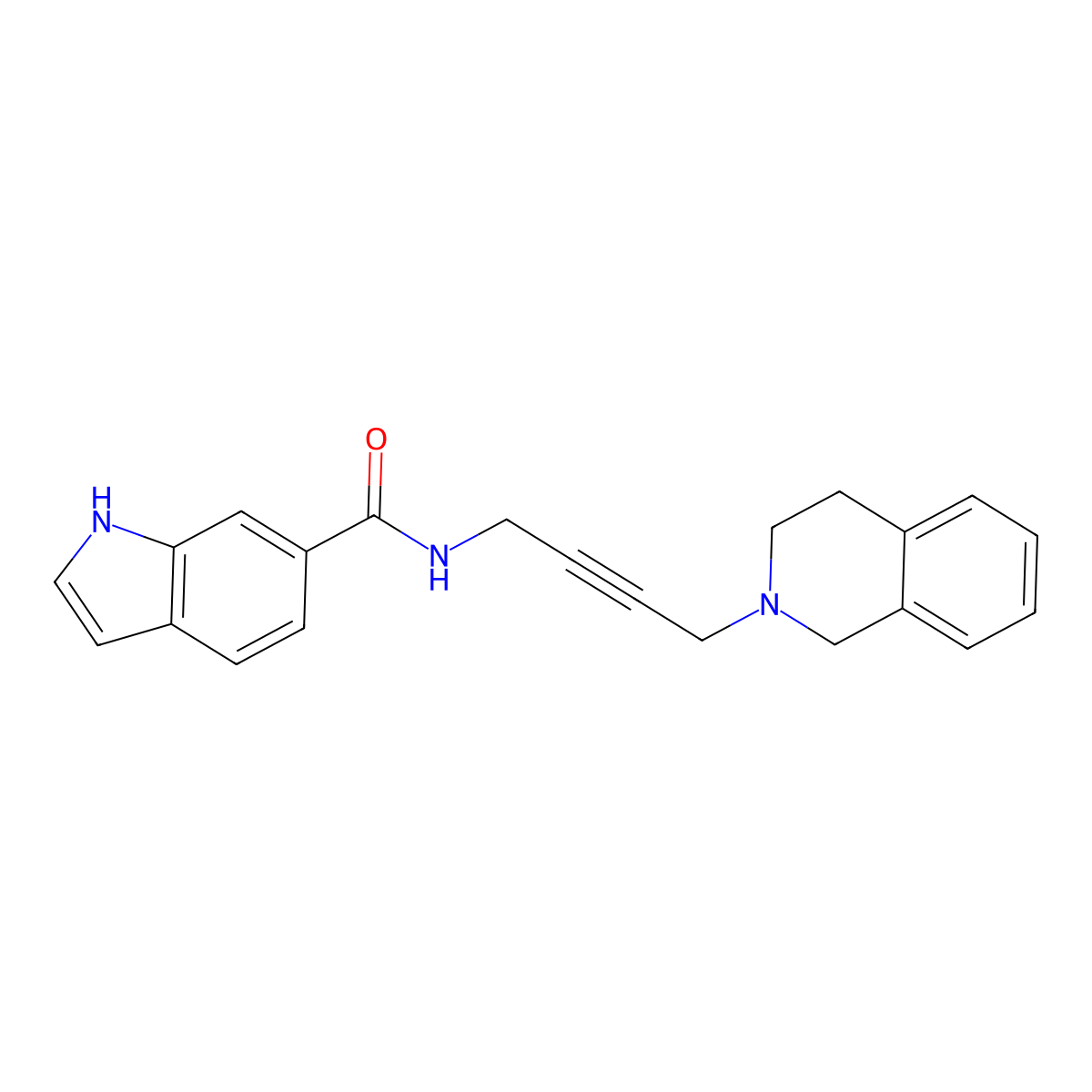 N-(4-(3,4-dihydroisoquinolin-2(1H)-yl)but-2-yn-1-yl)-1H-indole-6-carboxamide molecular structure, CAS 1351609-35-2