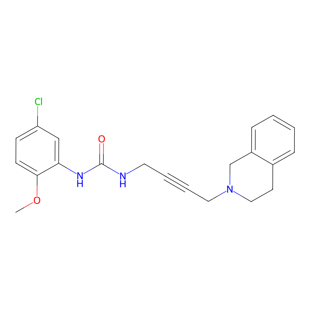 1-(5-chloro-2-methoxyphenyl)-3-(4-(3,4-dihydroisoquinolin-2(1H)-yl)but-2-yn-1-yl)urea molecular structure, CAS 1351609-40-9