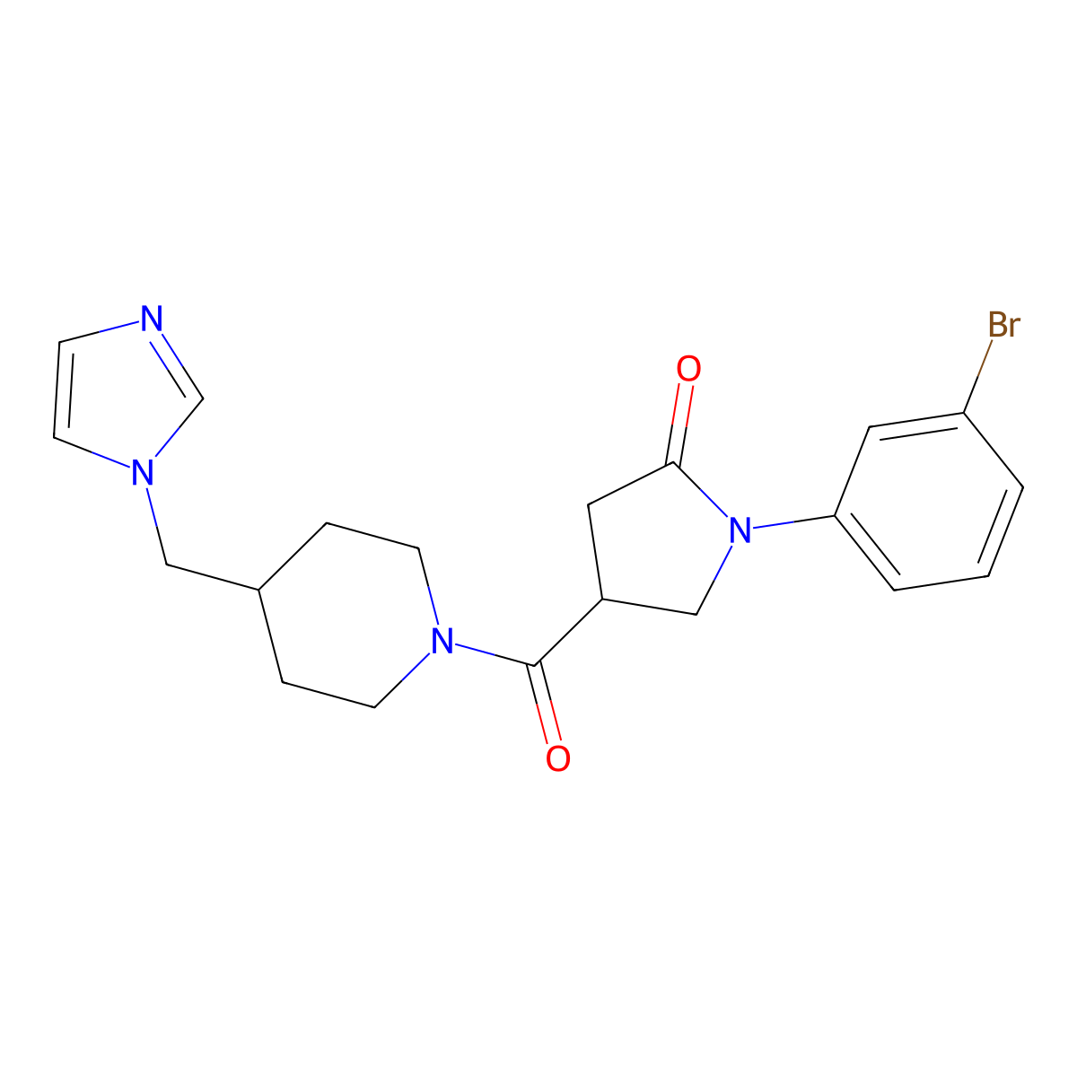 4-(4-((1H-imidazol-1-yl)methyl)piperidine-1-carbonyl)-1-(3-bromophenyl)pyrrolidin-2-one molecular structure, CAS 1351609-46-5