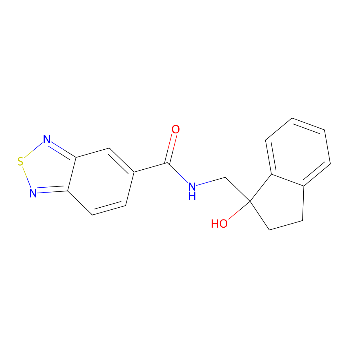 N-((1-hydroxy-2,3-dihydro-1H-inden-1-yl)methyl)benzo[c][1,2,5]thiadiazole-5-carboxamide molecular structure, CAS 1351609-48-7
