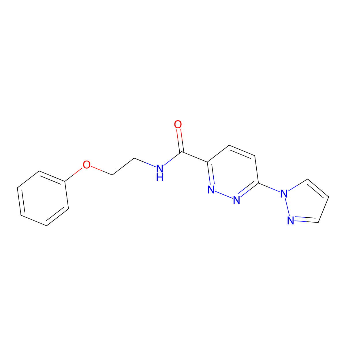 N-(2-phenoxyethyl)-6-(1H-pyrazol-1-yl)pyridazine-3-carboxamide molecular structure, CAS 1351609-69-2