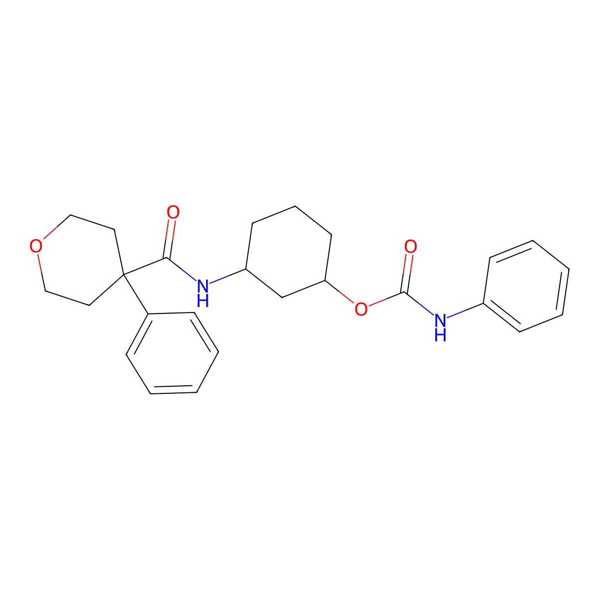 3-(4-phenyltetrahydro-2H-pyran-4-carboxamido)cyclohexyl phenylcarbamate molecular structure, CAS 1351609-70-5