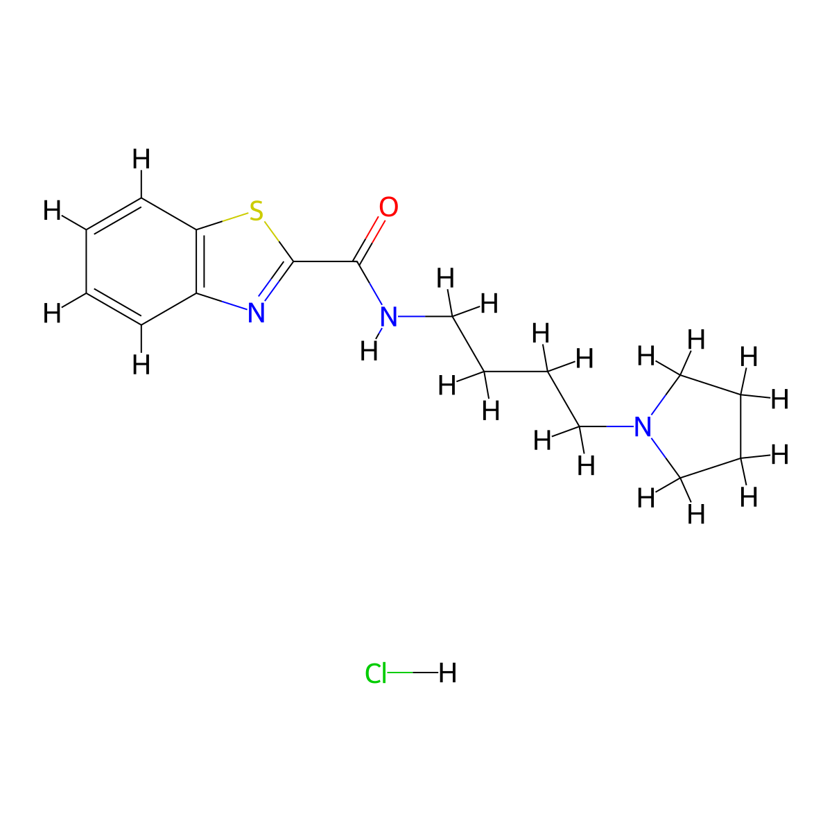 N-(4-(pyrrolidin-1-yl)butyl)benzo[d]thiazole-2-carboxamide hydrochloride molecular structure, CAS 1351609-71-6