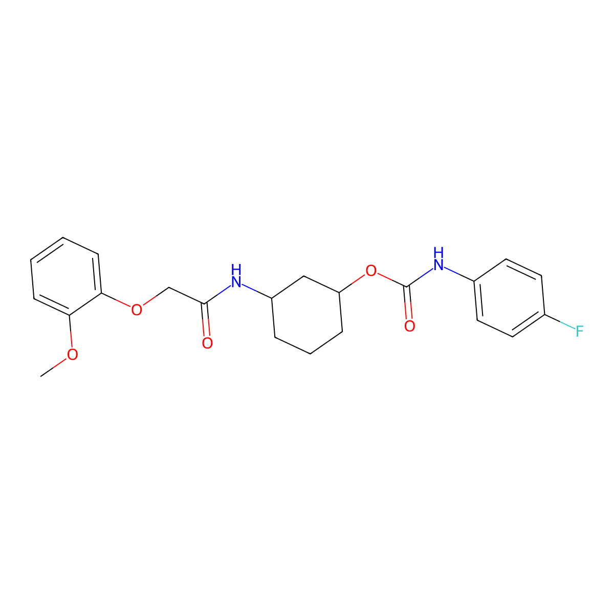 3-(2-(2-Methoxyphenoxy)acetamido)cyclohexyl (4-fluorophenyl)carbamate molecular structure, CAS 1351609-74-9