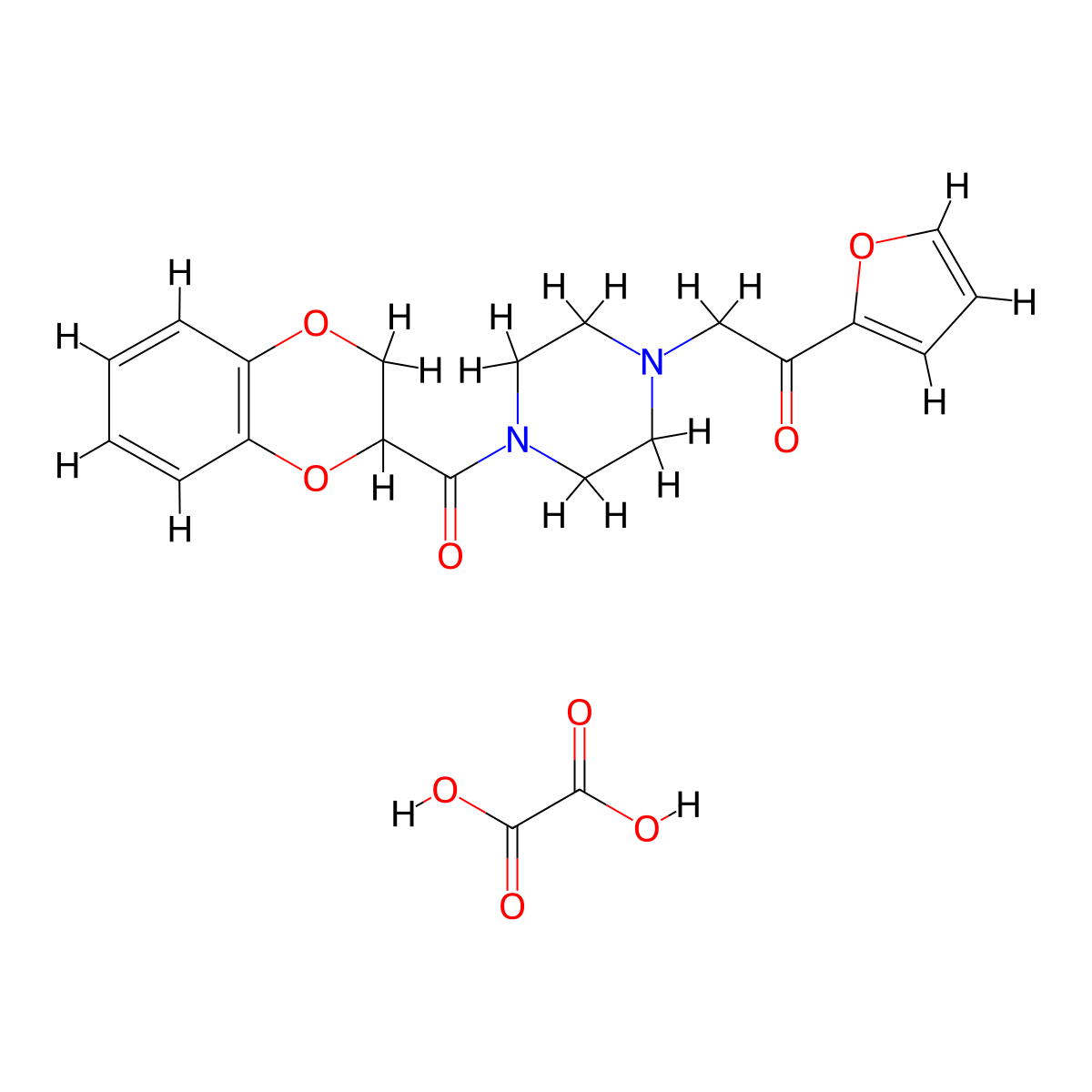 2-(4-(2,3-Dihydrobenzo[b][1,4]dioxine-2-carbonyl)piperazin-1-yl)-1-(furan-2-yl)ethanone oxalate molecular structure, CAS 1351609-80-7